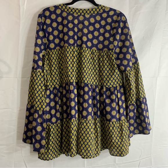 Earthbound Trading Co. Mixed Print Boho Tiered Peasant Tunic, size M - Picture 10 of 11